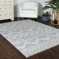 thumbnail image 1 of Geometric Stripe Plush Polypropylene Indoor Shag Area Rug - 8' x 10’, Cream-Gray, 1 of 10
