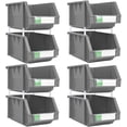 thumbnail image 2 of DJC Supply Heavy duty thermoplastic storage bin organizer, Stackable, Hangable, Side-connect (GREY (2 PACK), MEDIUM 5.9" X 9.4" X 4.9"), 2 of 4