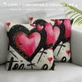 thumbnail image 3 of PHYHOO Hello Valentine's Day Love Decorative Throw Pillow Covers, Pink Black Hearts Stripes Porch Outdoor Home Decor, Wedding Holiday Couch Cushion Case White, 3 of 5