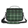thumbnail image 2 of Green and White Checkered Pattern Insulated Lunch Box for Women Men, Medium Leakproof Cooler Bag with Adjustable Strap, 10"x6.7"x8", 2 of 4