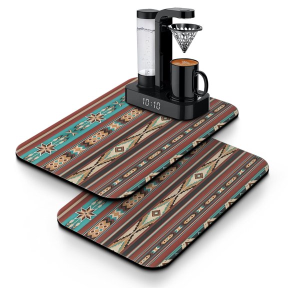 2pcs Coffee Maker Mat Set - 4-Layer Absorbent & Non-Slip Kitchen Counter Mat for Coffee Station, Espresso Machine, Dish Drying (12x19in)