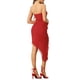 thumbnail image 3 of Vestido midi sin tirantes INSPIRE CHIC para mujer con dobladillo irregular y volantes para fiesta de cóctel M Rojo, 3 of 5