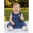 thumbnail image 5 of BemeyourBBs Newborn Baby Girls Denim Romper Dress One Piece Western Cowgirl Outfit Cute Infant Baby Girls Summer Clothes Ruffled Collar Front Bow Jeans Dress Bodysuit Jumpsuit Playsuit, 5 of 9