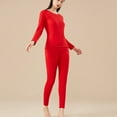 thumbnail image 5 of Womens Underwear Thermal Sets Soft Cotton Slim Fitted 2 Piece Base Layer Outfits Long Sleeve Top and Legging Pants (2XL, Red 02), 5 of 5