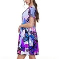 thumbnail image 2 of Lsque Robe Décontractée pour Femmes avec Imprimé de Papillons Volants T-Shirt Été Manches Courtes Col Rond Robes Évasées, 2 of 6