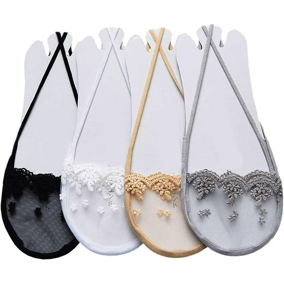 Ksopiavobs 4 Pairs No Show Liner Socks Invisible Boat Shoe Socks Heelless Sock Breathable Hidden Liner for Summer Women Slip On Sneakers (Black, Gray,Skin color,White)