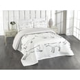 thumbnail image 2 of Ambesonne White Black Quilted Coverlet 3 Pcs, Digital Puppy Dog, Queen Size, White Black, 2 of 4