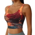 thumbnail image 2 of Gukieu Romantic Roses Sunset Ocean Print Women's Sports Vest, Low-neck U-shaped Removable Pad Sports Bra for Yoga, Exercise, Dance-XX-Large, 2 of 8