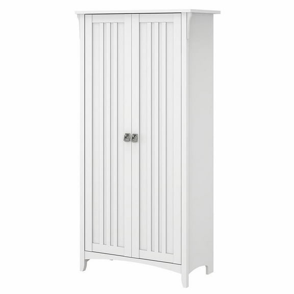 Pemberly Row Transitional Bathroom Storage Cabinet with Doors in White