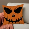 thumbnail image 3 of Halloween Decorative Throw Pillow Covers 18 x 18 Inch Set of 4 Jack O Lantern Spooky Face Mummy Black Cat Fran.kens-tein Cushion Case Decor Holiday Home Decoration for Sofa Couch, 3 of 6