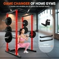 thumbnail image 5 of Red Adjustable Power Cage, 1200 LBS Capacity Multi-Functional Squat Rack with 14 Holes, Anti-Slip Base and Training Attachments for Home Gym, 5 of 7