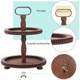 thumbnail image 4 of Wooden Decorative Tray Two Tiered Tray Decorations Round Serving Tray with Metal Handle, Wooden Cupcake Stand for Party Tiered Dessert Stand - Dark Brown Farmhouse Wooden Tray, 4 of 8