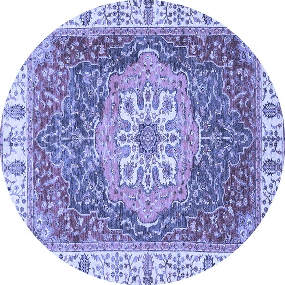 Ahgly Company Indoor Round Oriental Blue Modern Area Rugs, 3' Round