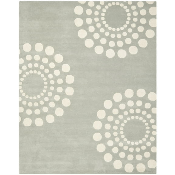 SAFAVIEH Soho Louise Polka Dots Wool Area Rug, Grey/Ivory, 7'6" x 9'6"