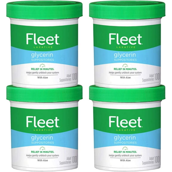 Fleet Laxative Glycerin Suppositories for Adult Constipation, 100 Count (Pack of 4)