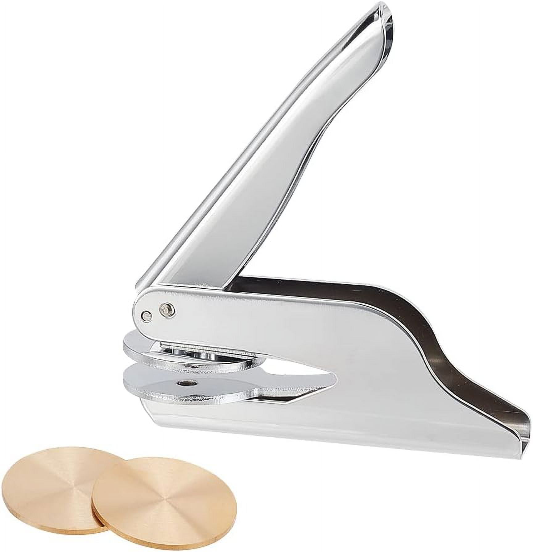 Book Embosser Personalized Stainless Steel Embosser Seal Embosser Personal Seal Embosser Hand-Held Embossing Stamp with 2pcs Blank Steel Disc for Library Books Envelopes Napkins