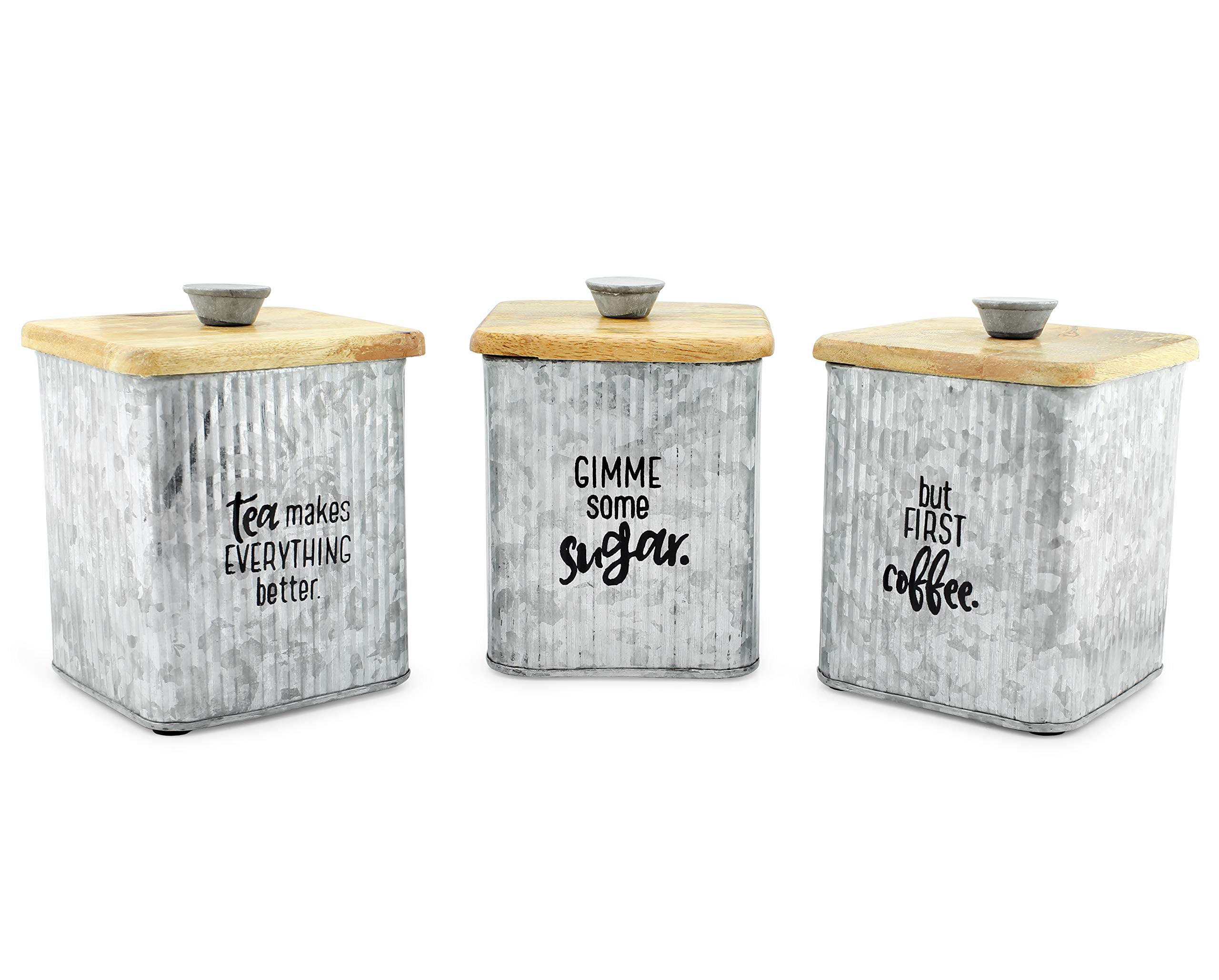 Coffee Tea Sugar Flour Metal Tin Jars Food Storage Container Set Kitchen Canister  Set - Canister Sets - Galvanized decor products manufacturer for home and  garden