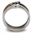 thumbnail image 3 of TK2648 - Three Tone IPï¼ˆIP Light Coffee & IP Light Black & High Polished) Stainless Steel Ring with No Stone Size 5, 3 of 4