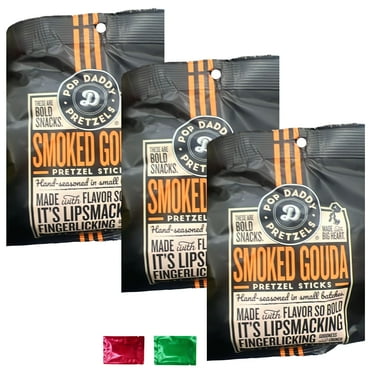 Pop Daddy Smoked Gouda Pretzel Sticks 3 Oz 3 Packs, Guilt Free Seasoned Snack Pretzels, Healthy Gourmet On the Go Snacking Lunchboxes Movie Night Party Treat w/ 2 Snoep in Beperkte Oplage