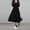 Black, variant on Elegant Solid-Color Summer Dress With Puff Sleeves, Square Neckline, Breathable Fabric And Mid-Calf Length For Versatile Everyday Wear Black Size 15