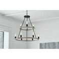 thumbnail image 4 of Hampton Bay Stratton 9-Light 2-Tier Black and Woodgrain Wagon Wheel, Industrial Farmhouse Dining Room Chandelier with Bulbs Included, 4 of 5
