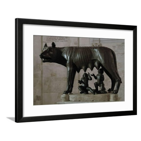 The Capitoline Wolf Lupa Capitolina Suckling Romulus And Remus The Capitoline Museums Rome Ita Framed Print Wall Art
