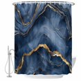 thumbnail image 2 of Navy Blue Marble Waterproof Fabric Shower Curtain, Modern Contemporary Art Waterproof Fabric Shower Curtain for Bathroom Curtains Bathtubs Hotel Washable Shower Curtains with 12 Hooks Small 36x72in, 2 of 8