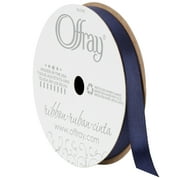 Offray Ribbon, Navy Blue 3/8 inch Single Face Satin Polyester Ribbon, 18 feet