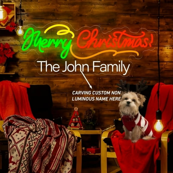 UPONRAY Merry Christmas Custom Neon Signs, Usb Powered with Adjustable Brightness Wall Decor for Gifts, 24 inch