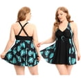 thumbnail image 6 of Plus Size 2-Piece V Neck Tankini Swimsuits for Women Flowy Floral Swimdress with Boyshorts, 6 of 8