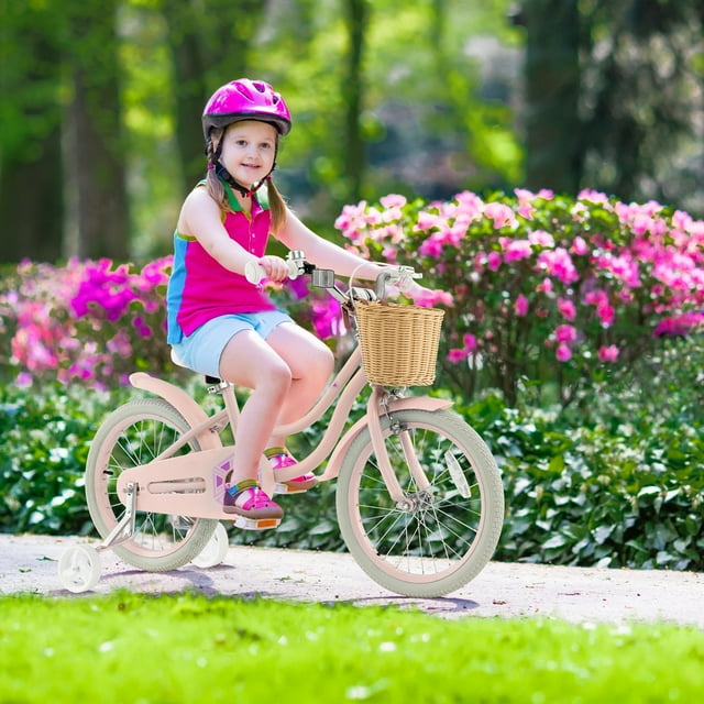 Gymax 18'' Retro Style Kids Bike Bicycle w/ Height Adjustable Handlebar & Seat Pink