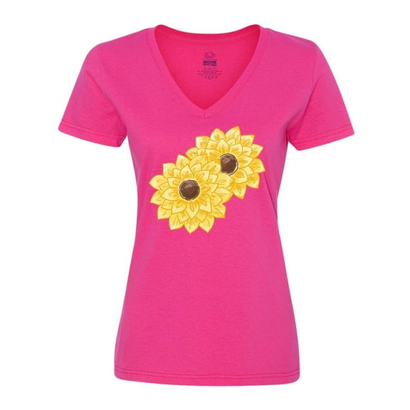 Inktastic Yellow Sunflowers Women's V-Neck T-Shirt