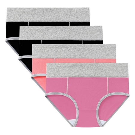 ATOYSOY Women s Underpants Plus Size Hip Lifting Cotton Panties  4 Pack Multipack Clearance Stretchy Solid Panty Classic Briefs Girls Comfy Shapewear Control Briefs for Ladies Pink XXXL