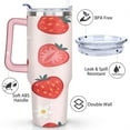 thumbnail image 3 of 40 oz Strawberry Tumbler with Handle Vacuum Insulated Travel Coffee Mug Gift for Travel Commuting, 3 of 7