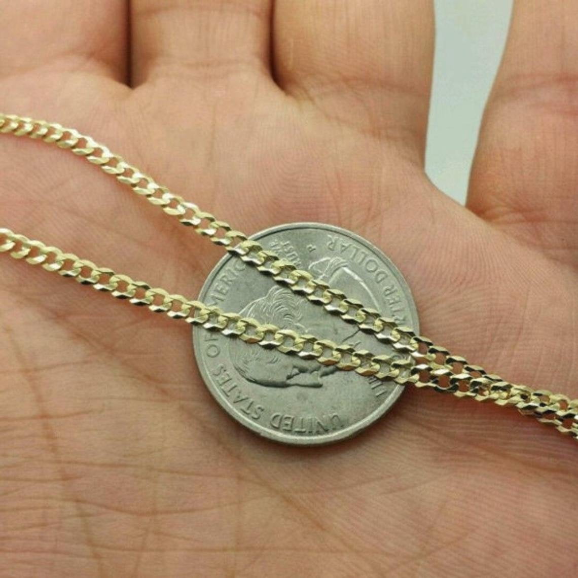 RM Genuine 10K Gold Cuban Curb Chain, Man Gold Chain, Ladies Gold Chain, Gold Curb Chain 3MM 22''
