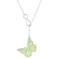 thumbnail image 2 of Delight Jewelry Acrylic Cut Out Butterfly Mirror Lime Green Silver tone Elegant Infinity Lariat Necklace, 2 of 4