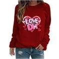 thumbnail image 1 of Amzcrzy Hauts pour Femmes Décontractés Col Rond Printemps Été Hauts Mode Imprimé Cœur d'Amour Chemises de la Saint-Valentin pour Femmes Classique Polyvalent Manches Longues T-Shirt Valentines, 1 of 3