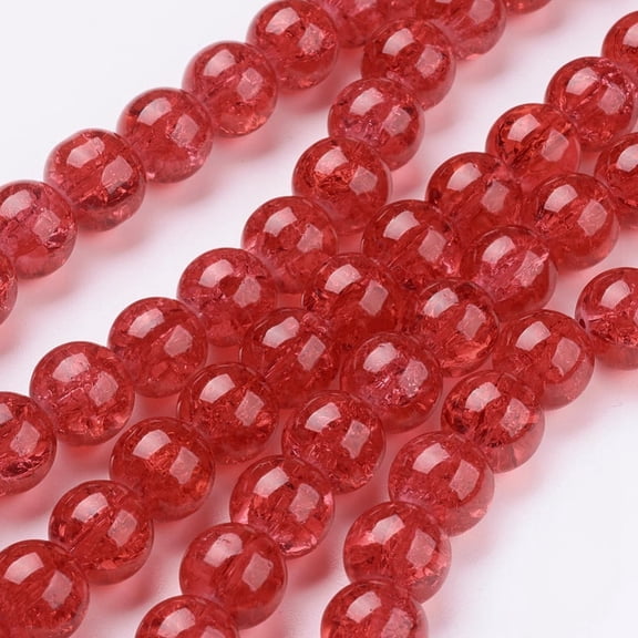 Crackle Glass Beads Strands Round Red 10mm Hole: 1.3~1.6mm about 80pcs/strand 31.4 inch