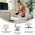 thumbnail image 3 of Emma + Oliver Wide Mid-Back Armless Stationary Swivel Office Chair with Cream Padded Faux Shearling Back/Seat, Adjustable Height, and Sturdy Black Frame, 3 of 11