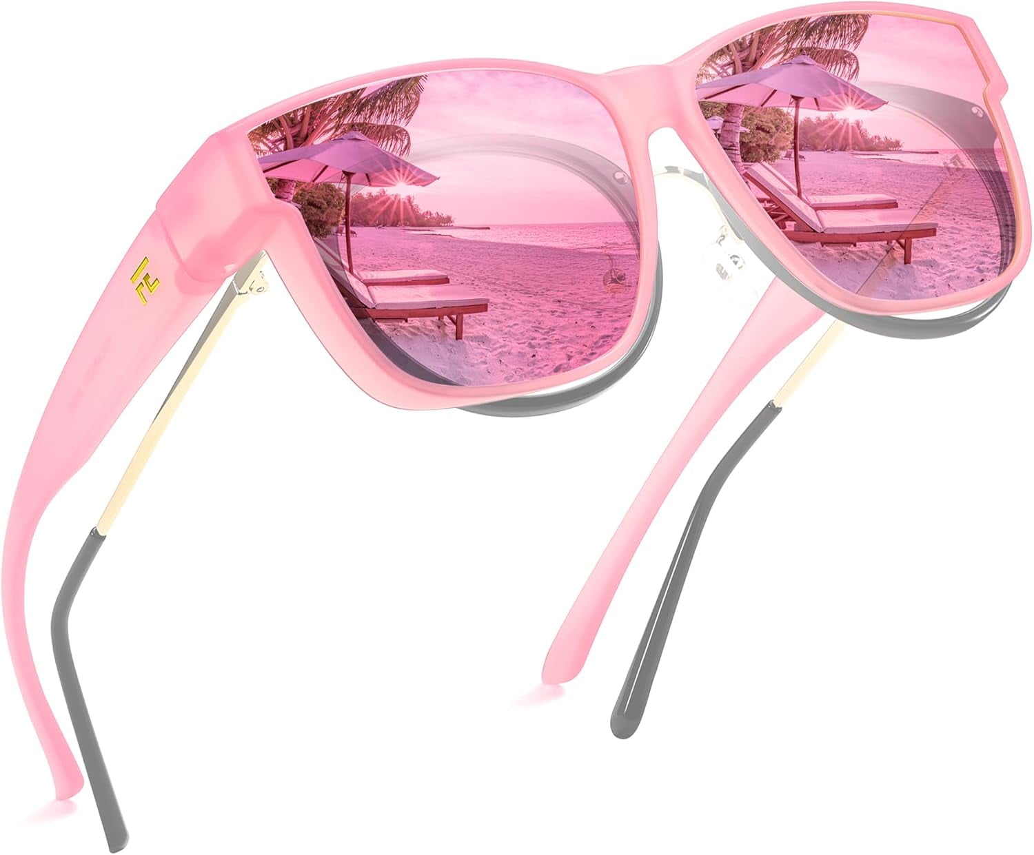 FEISEDY Polarized Sunglasses Fit Over Glasses Women, Fit over Glasses Sunglasses for Driving UV400 Protection B0250