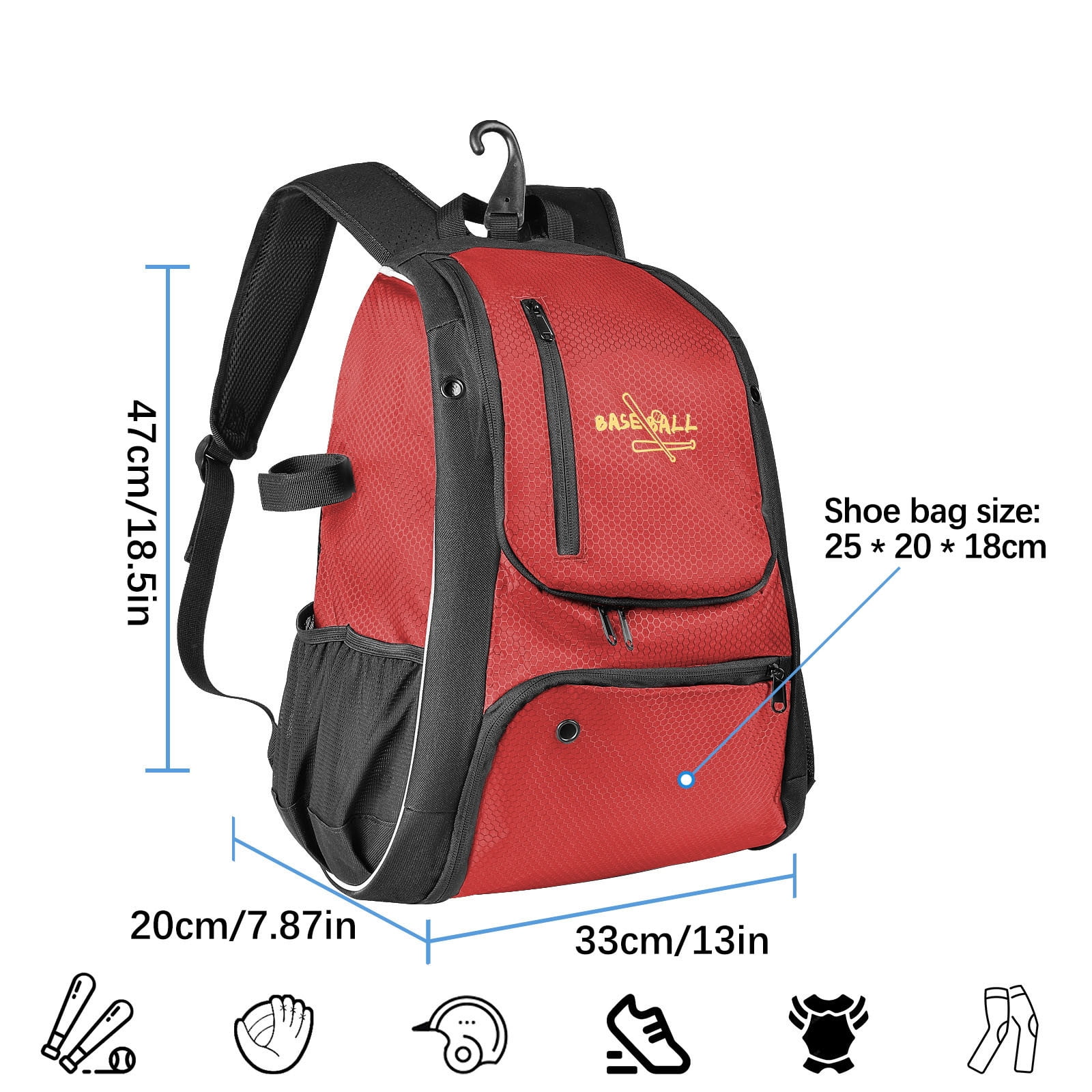 hengsof Baseball Bag,Backpack for Baseball, T-Ball & Softball Equipment & Gear,Softball Bag with Shoe Compartment Swimming Pool Accessories
