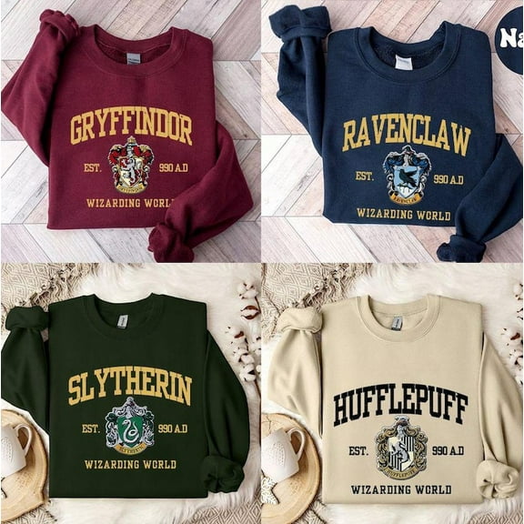 Vintage Wizard House Sweatshirt, Hogwarts House Sweatshirt, Magic School Sweatshirt - Sizes S-5XL ,Art Print JSC