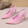 thumbnail image 3 of Xfvqtps Womens Slingback Heels with Chain Detail Pointed Toe Block Heel Pumps Elastic Side Party Shoes Fashionable Dress Heels for Casual and Evening Outfits, 3 of 9