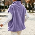 thumbnail image 5 of Kinrui Womens Fuzzy Fleece Vest Oversized Casual Warm Sherpa Jacket Sleeveless Button Down Outerwear with Pockets Solid Color Cap Sleeve Loose Fit Fall Winter Coats Purple M, 5 of 7