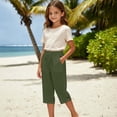 thumbnail image 2 of Glisme Teen Girls Trousers Solid Color With Pockets And Drawstring Autumn Soft Girls Straight Leg Pants Size 9-10 Years, 2 of 7