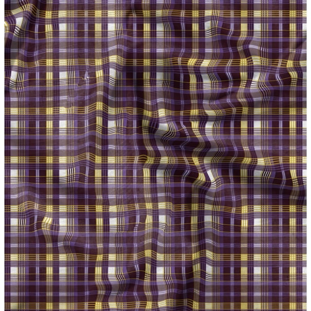 Soimoi Moss Georgette Fabric Plaid Check Printed Craft Fabric by the Yard 42 Inch Wide