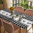 thumbnail image 3 of Farmhouse Black Plaid Table Cloths for 6 Foot Rectangle Tables, Vintage Country Cock Checkered Patio Waterproof Elastic Fitted Tablecloths, Washable Rectangular Table Cover for Camping, 3 of 8