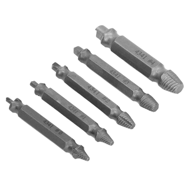 5Pcs End Broken Sliding Wire Broken Wire Removal Tool Screw Extractor High Speed Steel Remover Double Head Removal Tool Set Kit With Box