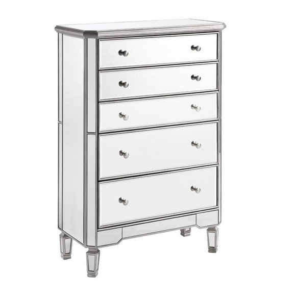 Beaumont Lane Modern 5-Drawer Solid Wood/MDF Chest in Silver