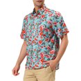thumbnail image 4 of INSPIRE CHIC Men's Shirts Short Sleeve Floral Print Button Up Point Collar Hawaiian Shirt 50 Mint Red, 4 of 6